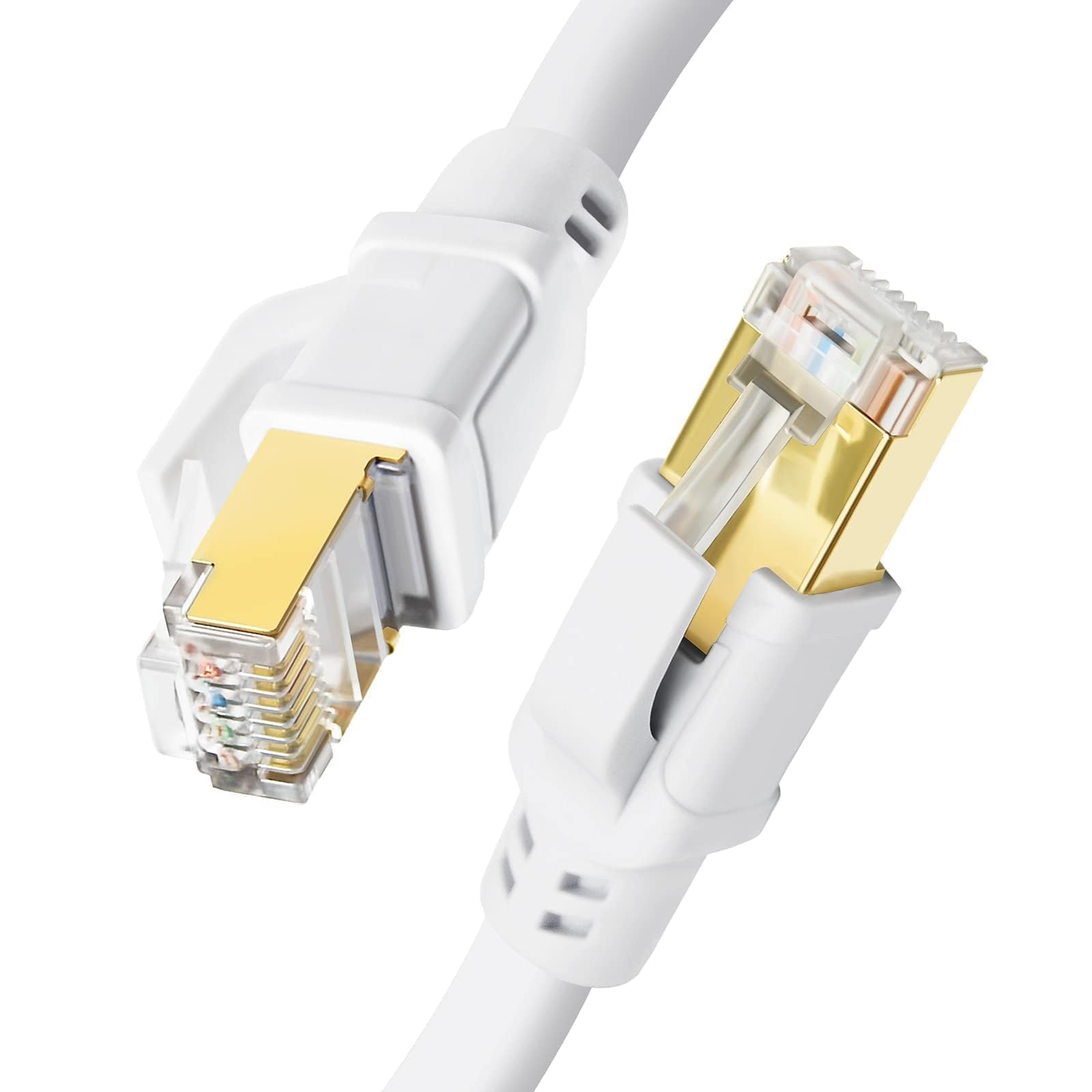 DDMALL CAT 8 Ethernet Kabel 5 Meter, Hochgeschwindigkeit F/FTP Netzwerkkabel 40Gbps 2000MHz Internet LAN Kabel mit Vergoldetem RJ45 für Router, Modem, Gaming (5m, weiß) 9