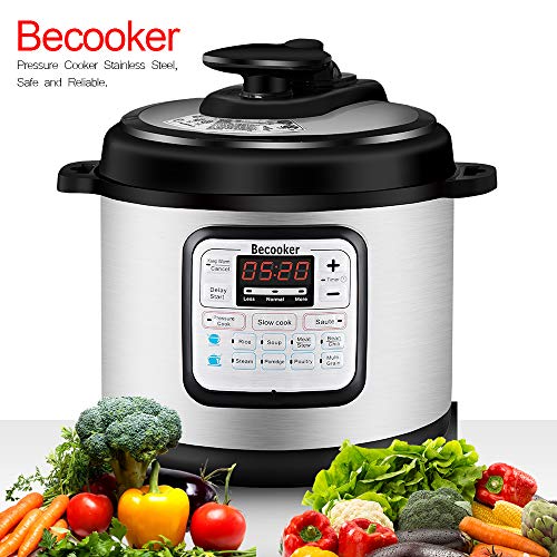 Becooker Programmable Electric Pressure Cooker , 4 Qt 5-In-1 Multi Cooker , Stainless Steel Pot, Rice Cooker, Slow Cooker, Meat Stew, Sauté, Steamer, And Warm