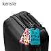 Kensie Buckle Closure Plastic PVC Luggage Tags, 2 Pack - Hot Pink/Black & White Stripes