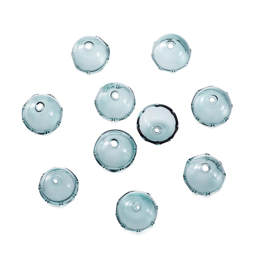 Crafans Flower Glass Bead Cone Wind Chimes Beads Glass Flower Bead End Caps Spacer Bead Caps 21x13mm for DIY Wind Chimes Hanging Ornaments Jewelry Making, Dark Cyan