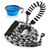 Toozey 6 FT Dog Leash with 2 Padded Handle, Reflective Nylon Rope Leashes for Medium Large Dogs, Adjustable Traffic Handle, Bonus Collapsible Dog Bowl, E-Book