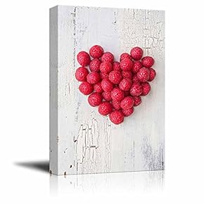 Heart Shape Formed by Fresh Raspberries Fruits Art Wall Decor