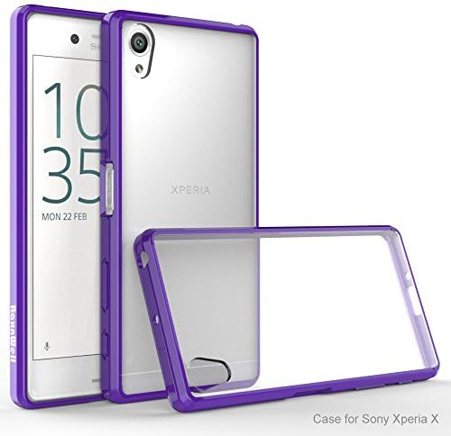 Sony Xperia X Case, RaxnWell [Shockproof] Crystal Clear [Transparent] Acrylic Plastic Back Panel and TPU Frame Stylish Phone Case for Sony X (Purple)