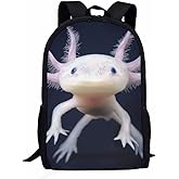 AmzPrint Cute Mexican Axolotl Backpack For Kids Girls Boys 17 Inch Pink Salamander Bookbag Elementray School Backpack Dyapack