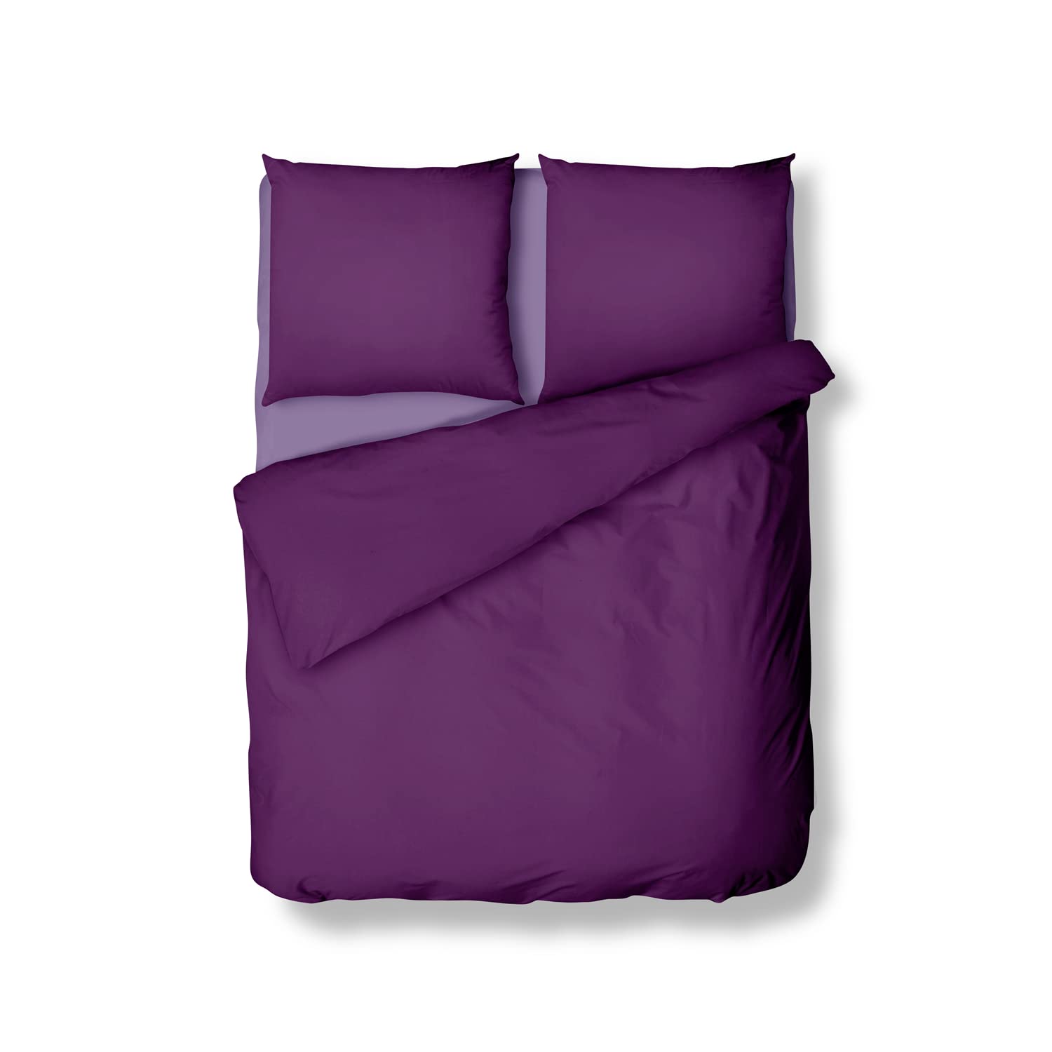 Casalinga Home Bed Linen 200 x 200 cm 3-Piece Royal Purple 100% Soft and Comfortable 105 g/m² Microfibre 1 Duvet Cover 200 x 200 cm with YKK Zip and 2 Pillowcases 80 x 80 cm for Double Bed Non-Iron