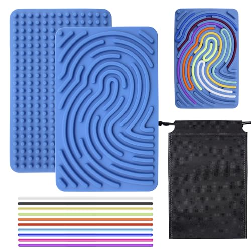 Sensory Activity Board Silicone Sensory Activity Board with Travel Bag & 10 Thongs Touch Sensory Toys 2-in-1 Design for Soothing Stress Anxiety Autism and ADHD (Green)
