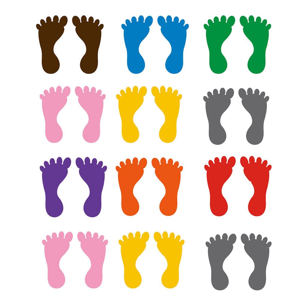 Carpet Trim 12 Pairs of Footprint Stickers Footprint Vinyl Decals Wall Stairs Footprint Stickers Kindergarten Floor Decals for Classroom Nursery Room Decorations Mixed Color