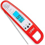 LIFNY Digital Meat Thermometer Instant Read Thermometer For Grill And Cooking With Backlit -Digital Food Thermometer Waterproof For Food,Milk,Tea,BBQ- Digital Cooking Thermometer With Probe,Red