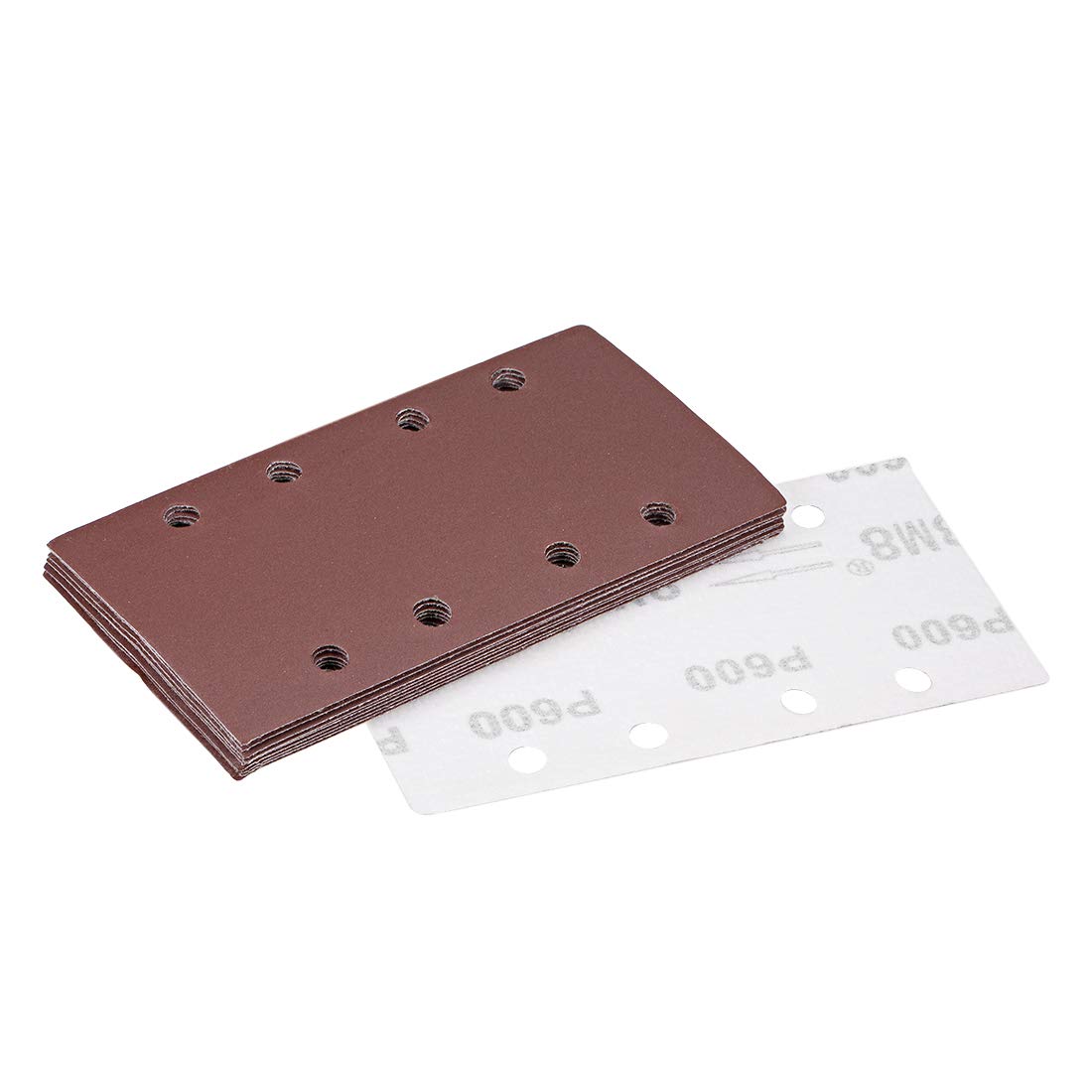 sourcing map 600 Grit 1/3 Sanding Sheet Sander Sandpaper Hook and Loop Pads 8 Hole 10pcs