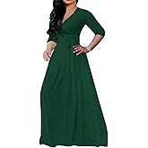 JTNFairy Womens Casual Floral Print Long Maxi Dress Plus Size Plain Party Outfits
