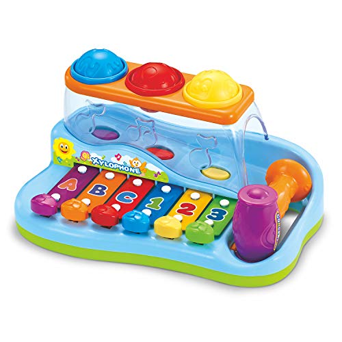 Zoostliss Baby Pound & Tap Bench Xylophone Musical Toy with Color Sorting Balls and Hammer Pounding Toy for Toddlers