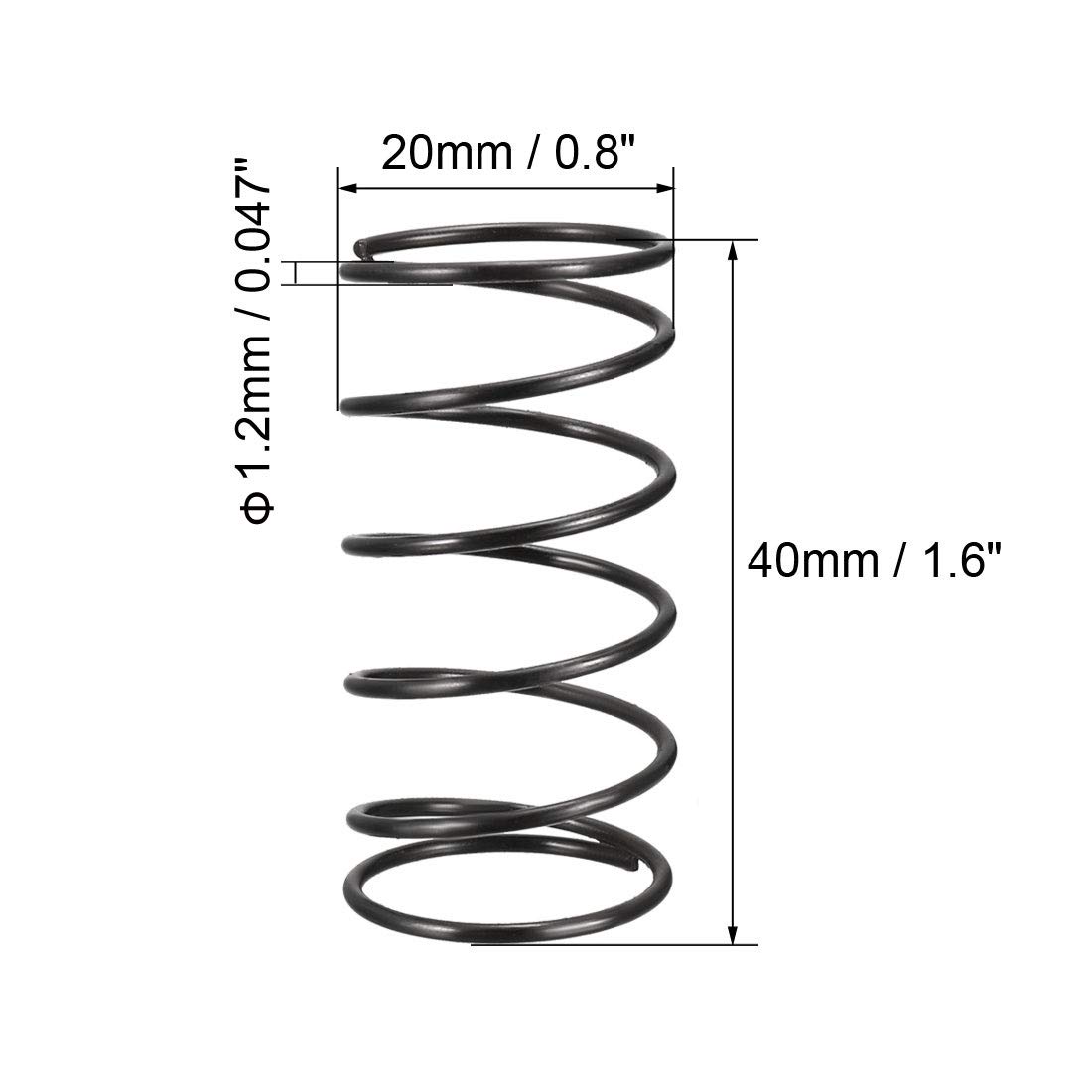 sourcingmap Compression Spring - 1.2mm Wire Dia , 20mm OD , 40mm Free Length Spring Steel Extension Spring,Black,20Pcs - Image 3