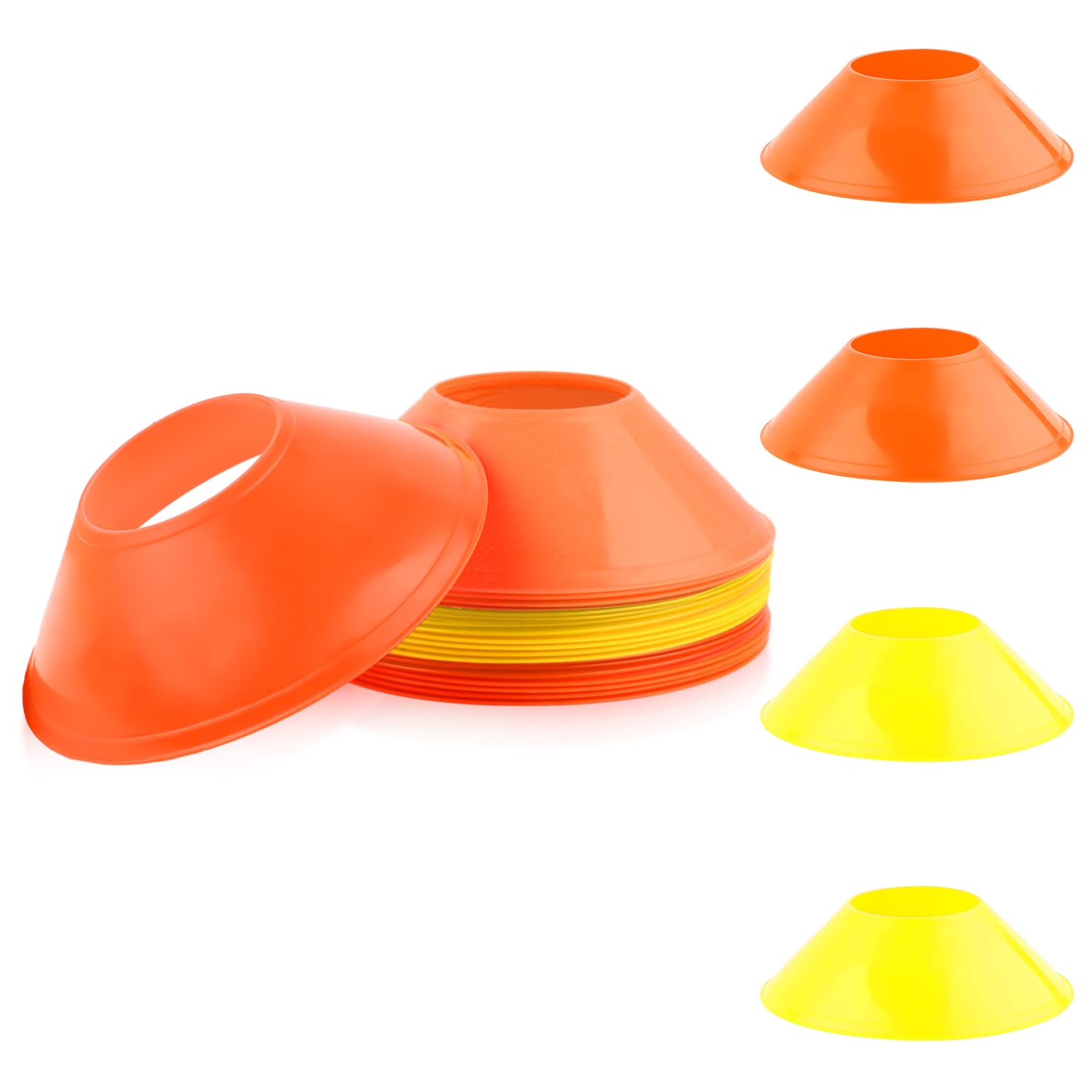 20pcs Soccer Cones for Sports Training, Football Cones Flexible Sports Agility Cones Training Cones for Basketball Football Running Drills Sports Games Field Cone Markers Kids (Orange & Yellow)