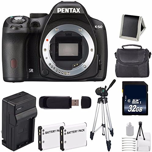 Pentax K-50 16.3 MP CMOS Digital SLR Camera (Body) + 32GB SDHC Memory Card + Deluxe Starter Kit 6AVE Bundle