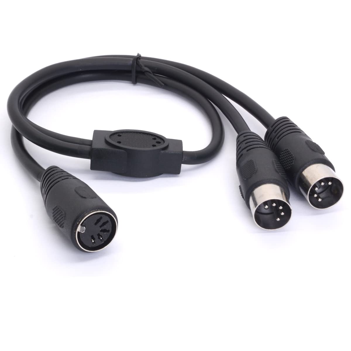 HTGuoji MIDI Y Splitter Cable Adapter, Din 5 Pin Female Jack to Dual 2 Male Plug Socket MIDI Cable for MIDI Mixers,MIDI Keyboards,Music Mixers Electronic Pianos 50cm