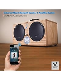 Pyle   Sistema de altavoces estéreo amplificado de 2 vías con Bluetooth de grado marino, sonido estéreo de doble cono, resistente al agua, universal, para uso en casa con entrada auxiliar de 0.138 in, par de 6,5" 240 W (PLMRKT9)