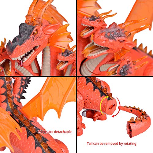 Fun Little Toys 10 7 Headed Robo Alive Dragon Toys Mechanical Action Figure Orange Dragon Walking With Lights And Sounds Party Decorations Supplies Birthday Gifts Favors For Kids Boys Girls Pricepulse