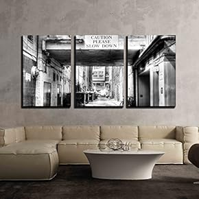 3 Piece Canvas Wall Art - City Passage - Modern Home Art Stretched and Framed Ready to Hang - 16"x24"x3 Panels