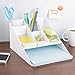 mDesign Plastic Home Office Desktop Storage Organizer Set - Holds Files, Magazines, Notebooks, Pens, Pencils, Highlighters, Note Pads - Set of 3 - White