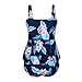 PZZ Retro Floral Flouncing Plus Size Bathing Suits Two Piece Peplum Swimsuits