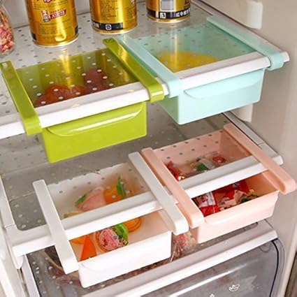 DixaOslen Dixa Plastic Refrigerator Storage Rack (Set of 4, Multicolour)