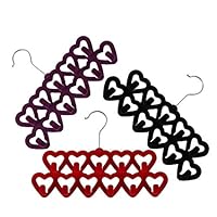 HAKRT Hanger Multifunctional Heart Shape Velvet Hanger Space-Saving Scarf/Shawls/Tie/Belt/Socks/Clothing Hangers Holder Rack,red