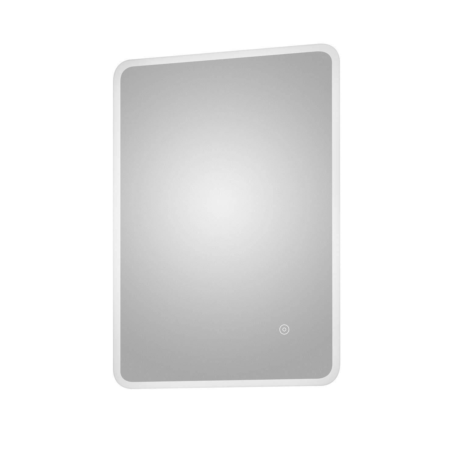 Nuie LQ603 Lynx | Modern Bathroom Wall Hung Ambient Lit LED Touch Sensor Mirror with Built In Demister Pad, 700mm x 500mm, White