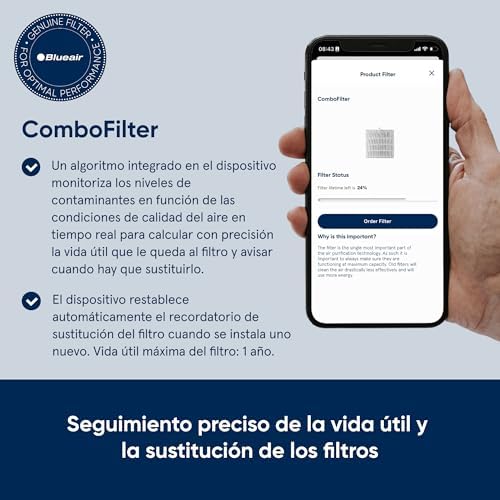 Purificador de ar silencioso blueair dustmagnet 5240i hepa para até 48m², cinza