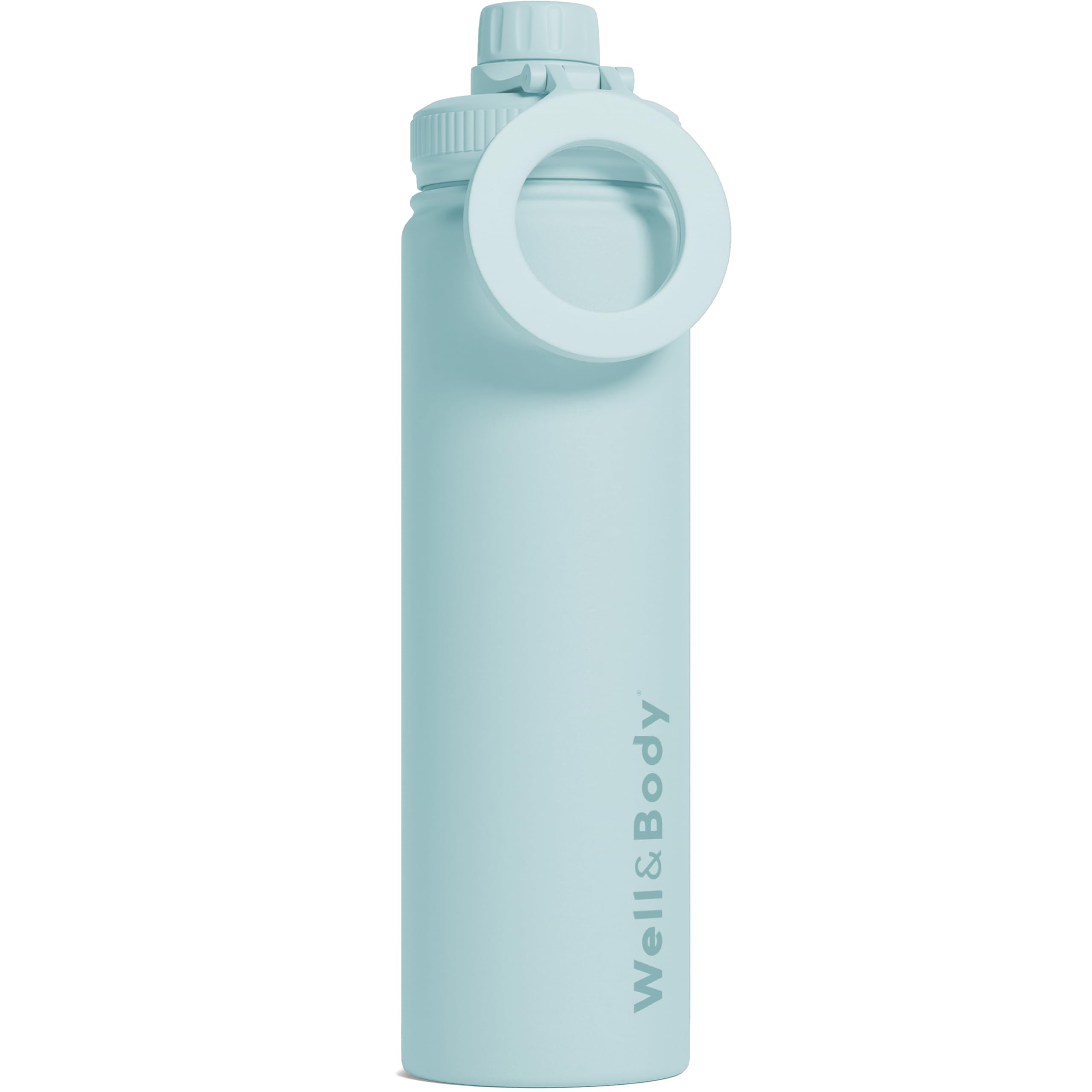 Well & Body Magnet’O Magnetic Bottle 750mL | Insulated Water Bottle with Magnetic Phone Holder Compatible with MagSafe | Stainless Steel, BPA-Free | Tripod Bottle for Selfie Fitness & CrossFit [BLUE]
