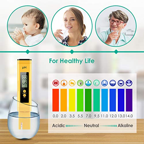 Lambow Digital PH Meter, PH Meter 0.01 PH High Accuracy Water Quality Tester with 0-14 PH Measurement Range for Household Drinking, Pool and Aquarium Water PH Tester Design with ATC - Thumbnail 4