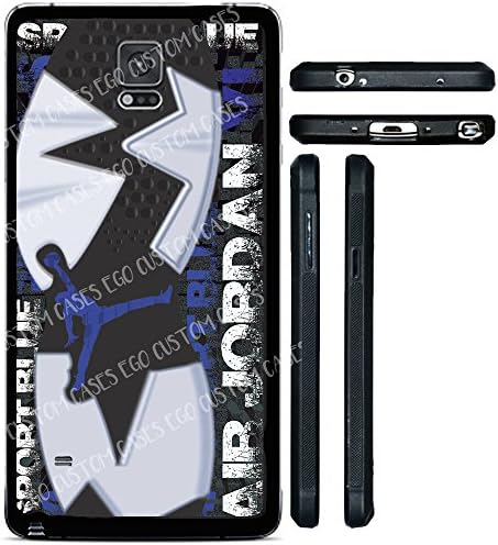 (Note 4 IV) EGO CUSTOM CASES Blue, Black and White Sport Blue 6's Foot Print TPU Rubber Silicone Phone Case