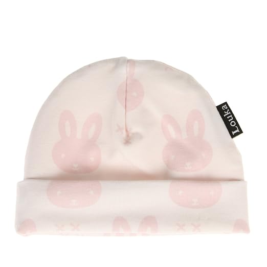 Louka Babymütze (mit Namen) Häschen hellrosa - Mutzchen, Hute mit bestickte BABY NAMEN für Neugeborene Baby - Unisex Jungen M