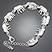 Silver Plated Q&Q Fashion African Elephant & Baby Link Hindu Ganesh Charms Link Chain Bangle Bracelet
