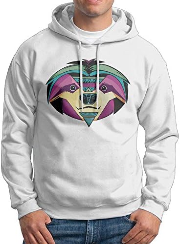 Fashion Men's Athletic Sloth Print Soft &amp; Cozy Drawstring Hoodie Without Pocket Pullover White S