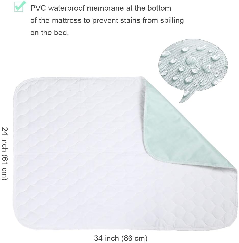 Reusable Incontinence Waterproof Bed Pads - Washable Absorbency Underpads Pad Mattress Protector Cover for Beds, Sofas and Chair(24 x 34 Inch): Health & Personal Care