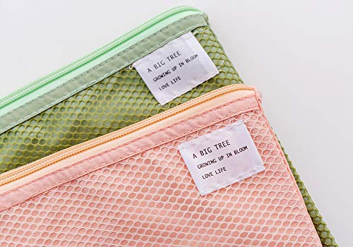 HYFAN Multifunctional A4 Grid Folding Document Bag Zipper File Organizer Storage Folder Bag Mesh Paper File Pocket Pouch for Office School Supplies (Light Pink, Pack of 2) - Thumbnail 2