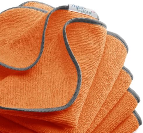 Antimicrobial ultra microfiber cleaning cloth-PerfectCLEAN® 16" x 16" Orange All-purpose Micro-denier Terry - Ideal for household, automotive and all your GREEN cleaning needs (5 per pack)