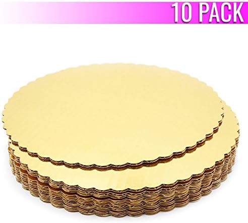 Chefible Premium Gold Cake Circles, Corrugated, Cake Board, 12 Inch Diameter, Pack of 10
