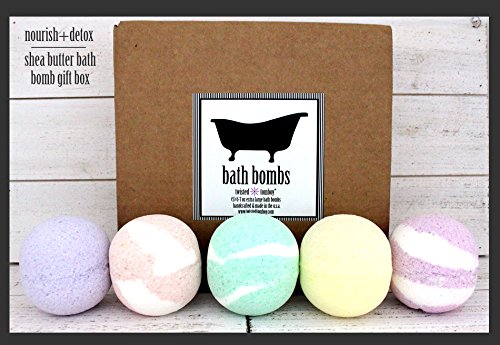 Extra Large Shea Butter Bath Bomb 5-Pack Gift Set (Packed With Lush, Nourishing, Natural, Moisturizing and Detoxing Ingredients - Contains (5) Giant 6-7 oz Fizzy Bombs ) HANDMADE IN USA