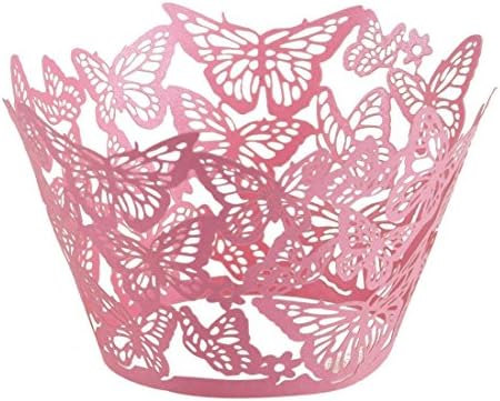 50pcs Pink Butterfly Muffin Cup Cake Wrapper Case Wedding Baby Shower Liner