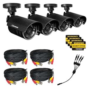 Defender 21002 Hi-Resolution Outdoor Security Cameras, 4-Pack (Black