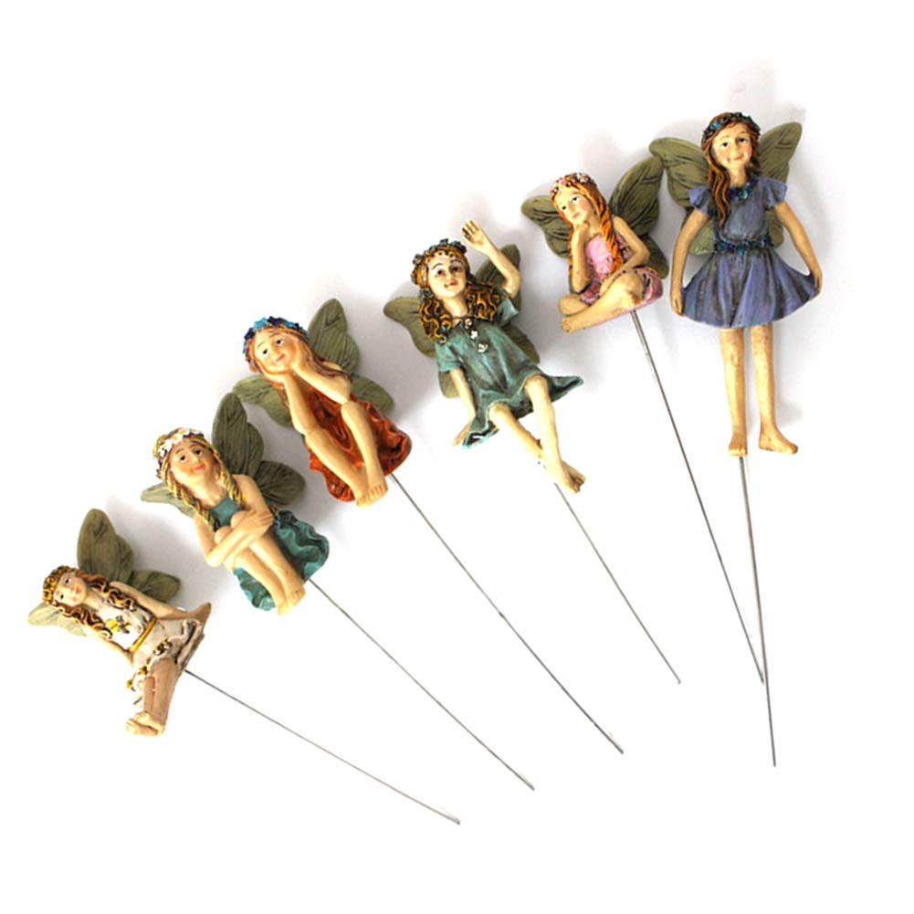 Fairy Garden Ornaments, Fairy Garden Accessories Flower Pot Decoration Outdoor Statues Miniature Fairies Figurines Decorations Ornaments for Outdoor Decor 6pcs