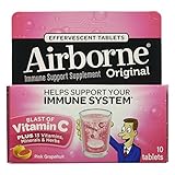 Airborne Immune Support Effervescent Tablets, Pink Grapefruit Flavored-1000mg Vitamin C with Echinacea, Vitamin A & E, Gluten Free, 10 Count (Pack of 5)