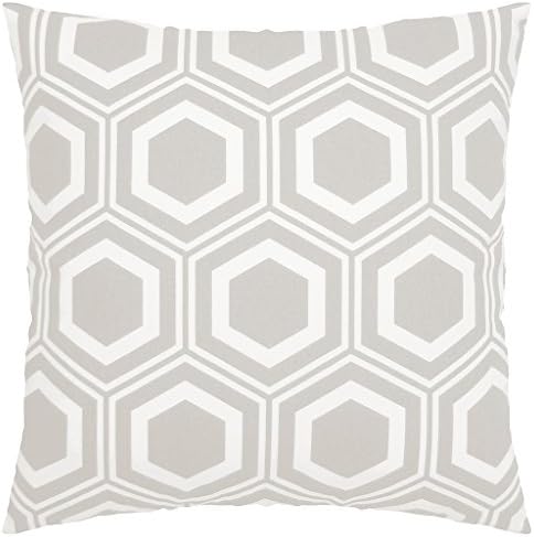JinStyles Hexagon Honeycomb Cotton Canvas Decorative Throw Pillow Cover (White and Gray, 18 x 18)