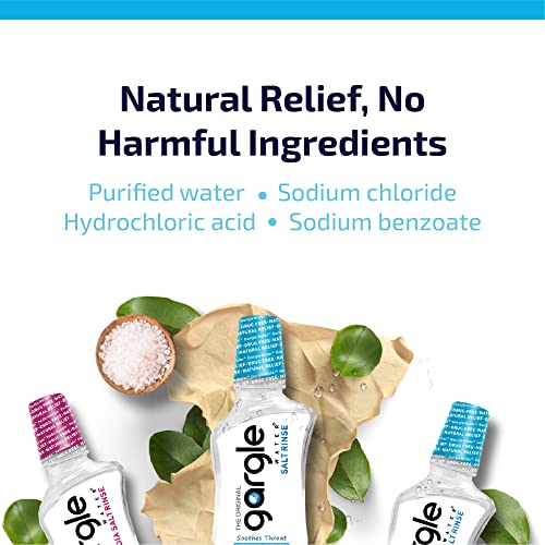 Gargle Water Salt Rinse Mouthwash, 12 fl Oz. Natural Remedy for