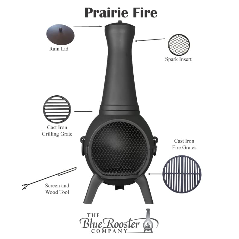 Prairie Fire Chiminea Fireplace by The Blue Rooster RustFree Cast