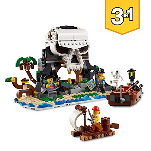LEGO Creator 3-in-1 Piratenschiff Set, Spielzeug mit 3 Baumöglichkeiten, Baue in Piraten-Taverne oder Pirateninsel mit Totenkopf um, inklusive 3 Minifiguren für Rollenspiel-Abenteuer 31109 – Bild 5