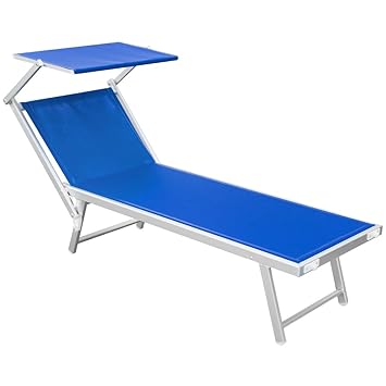 Qbo Lettino Stabilimento Pieghevole Mare Spiaggia Leggero 190x61cm Blu Rimini T 05102