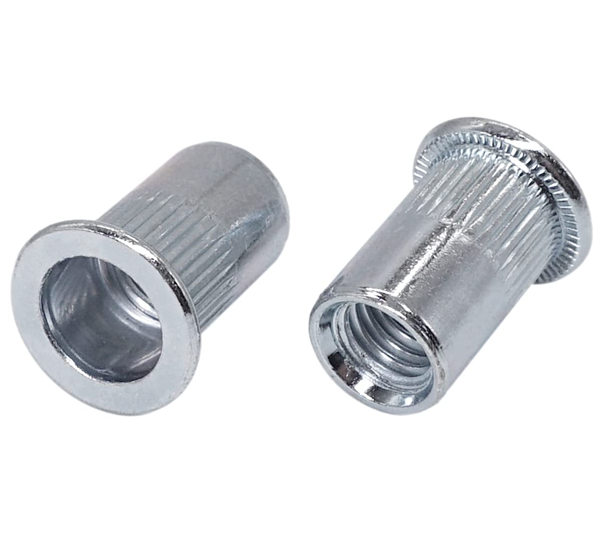 (Pack of 50 pcs) Rivet Nuts M8 x 17 mm, Flat Head, Knurled Rivnut, Threaded Insert Nutserts, Steel Rivet Nut (50, M8 x 17 mm)