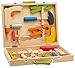 Top Race® 10 Piece Tool Box, Solid Wood Tool Box with Colorful Wooden Tools, Construction Toy Role Play Set